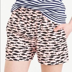 J. Crew Linen Shorts with Minnow Print